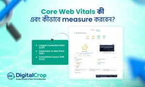 Core Web Vitals কী এবং কীভাবে measure করবেন তা দেখানো PageSpeed Insights ড্যাশবোর্ড গ্রাফিক
