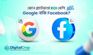 Google এবং Facebook Ads এর ROI তুলনা দেখানো ভিজ্যুয়াল গ্রাফিক
