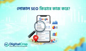 লোকাল SEO কিভাবে কাজ করে তা দেখানো Google সার্চ ও ম্যাপ ভিত্তিক গ্রাফিক